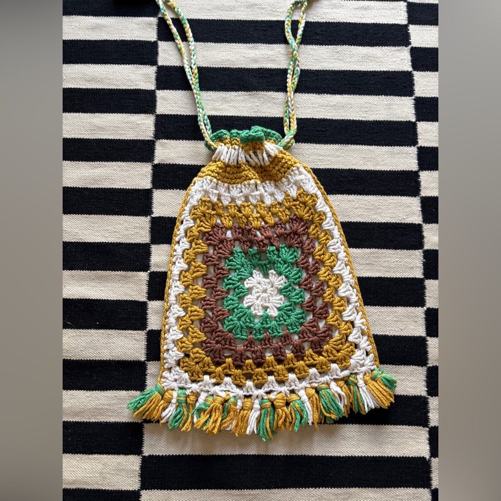Vintage Handcrafted Multicolor Crochet Bag